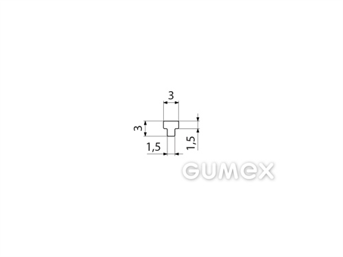 "T" Silikonprofil, 3x3/1,5mm, 70°ShA, -60°C/+180°C, transparent, 